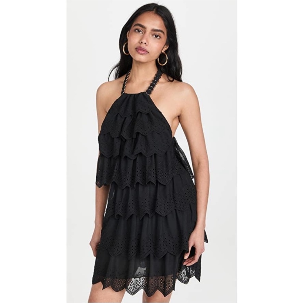 NWT Black Saloni Bailey Tiered Mini Dress